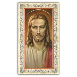 Santino volto di Cristo con preghiera e finiture in oro a caldo