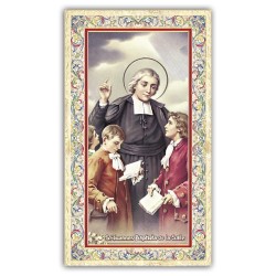 Santino San Giovanni Battista de la Salle con preghiera e finiture in oro a caldo