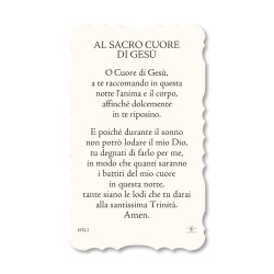 Santino del Sacro Cuore di Gesù. Stampato in carta pregiata con oro a caldo e preghiera a retro