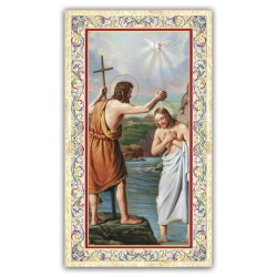Santino San Giovanni Battista con preghiera e finiture in oro a caldo