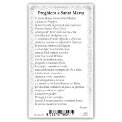 Santino Santa Marta con preghiera e finiture in oro a caldo
