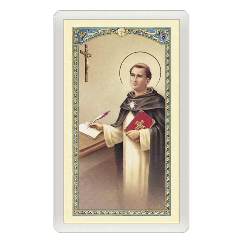 Santino Plastificato San Tommaso d'Aquino con preghiera a colori Santino Plastificato San Tommaso d'Aquino con preghiera a colori