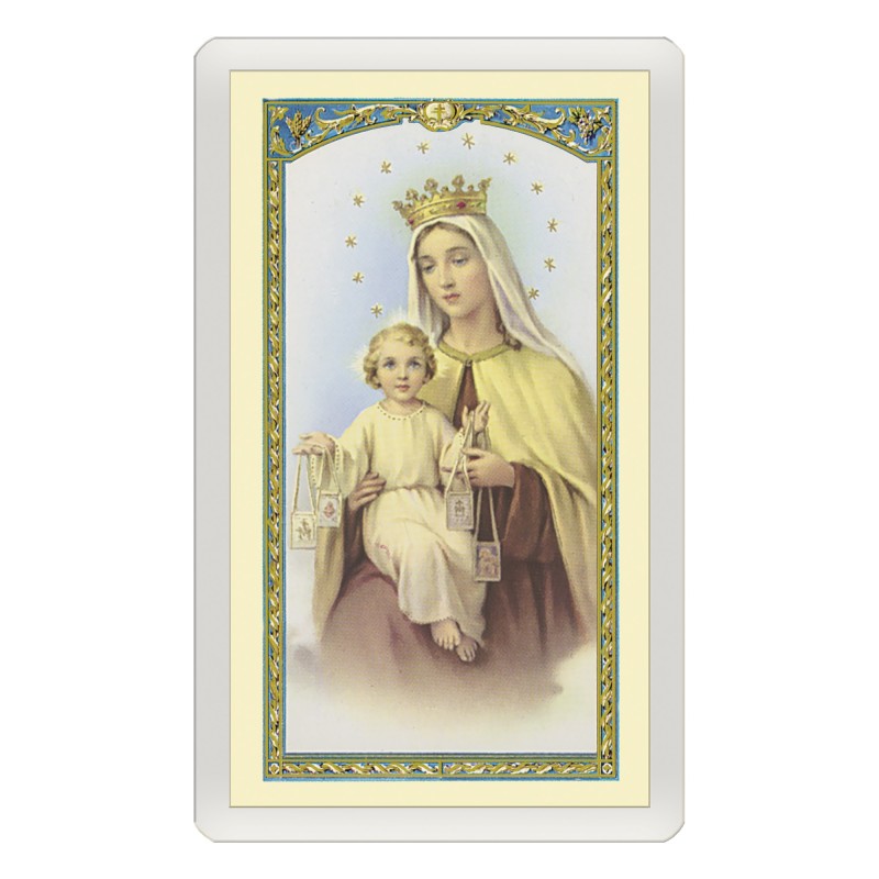 Santino Plastificato Madonna del Carmelo con preghiera a colori Santino Plastificato Madonna del Carmelo con preghiera a colori
