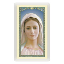 Santino Plastificato Madonna di Medjugorje con preghiera a colori