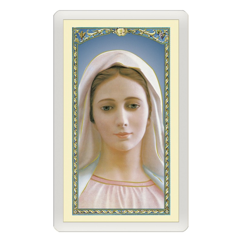 Santino Plastificato Madonna di Medjugorje con preghiera a colori Santino Plastificato Madonna di Medjugorje con preghiera a colori