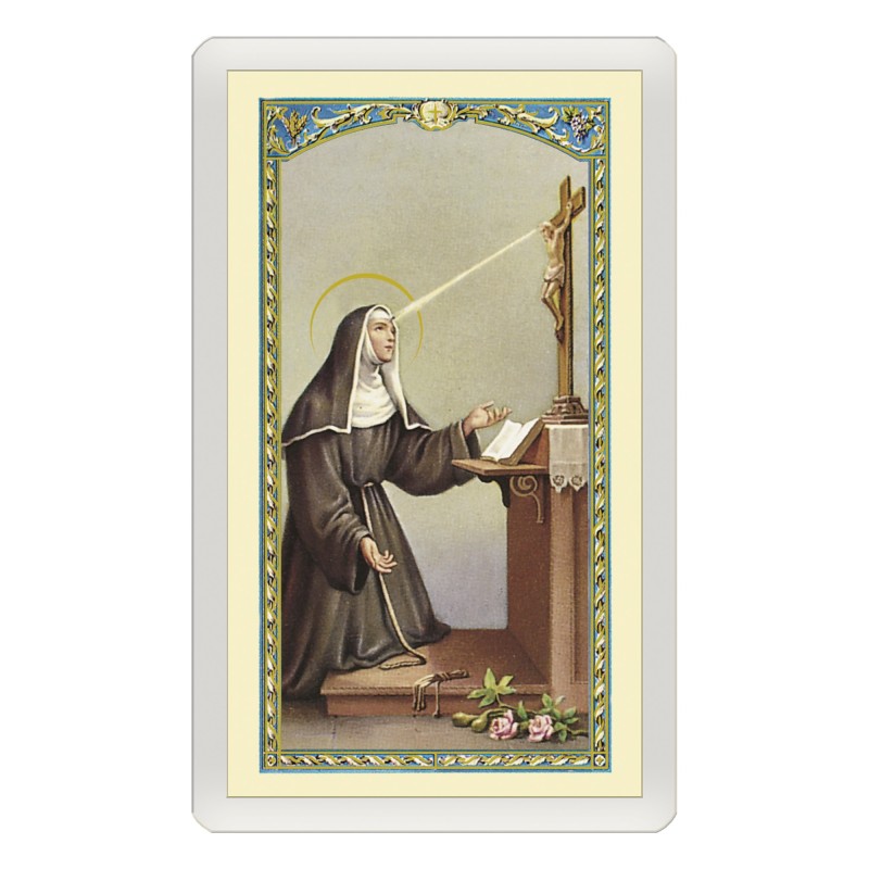 Santino Plastificato Santa Rita da Cascia con preghiera a colori Santino Plastificato Santa Rita da Cascia con preghiera a colori