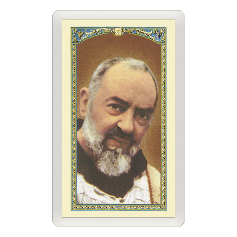 Santino Plastificato Padre Pio con preghiera a colori Santino Plastificato Padre Pio con preghiera a colori