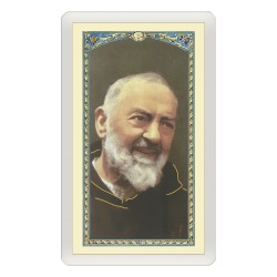 Santino Plastificato Padre Pio con preghiera a colori