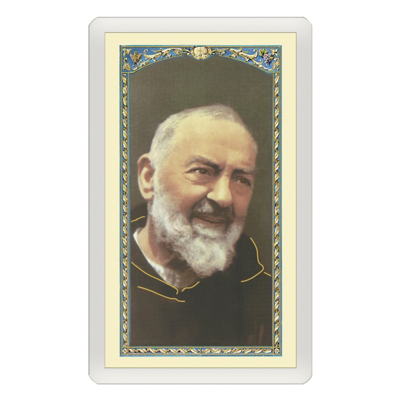 Santino Plastificato Padre Pio con preghiera a colori Santino Plastificato Padre Pio con preghiera a colori