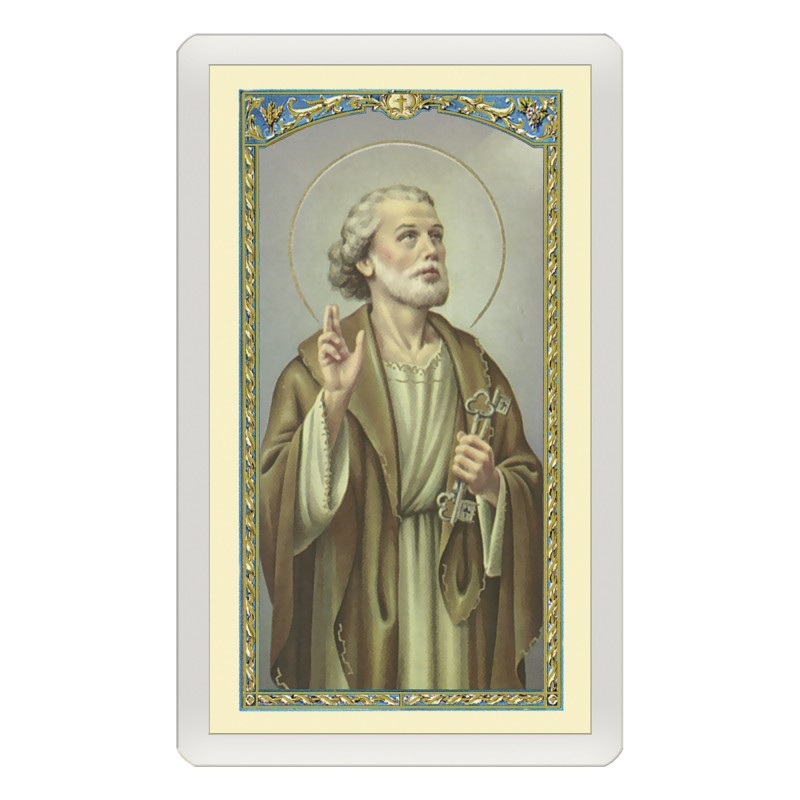 Santino Plastificato San Pietro Apostolo con preghiera a colori Santino Plastificato San Pietro Apostolo con preghiera a colori