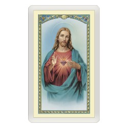 Santino Plastificato Sacro Cuore di Gesù con preghiera a colori
