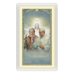 Santino Plastificato Papa Giovanni XXIII e Papa Giovanni Paolo II con preghiera a colori