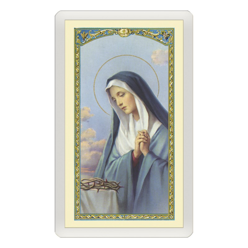 Santino Plastificato Madonna Addolorata con preghiera a colori Santino Plastificato Madonna Addolorata con preghiera a colori
