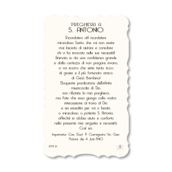Santino di Sant'Antonio da Padova. Stampato in carta pregiata con oro a caldo e preghiera a retro