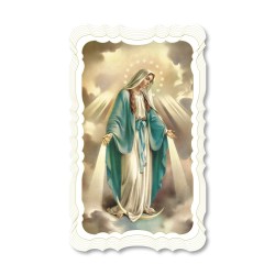 Santino della Madonna Miracolosa. Stampato in carta pregiata con oro a caldo e preghiera a retro