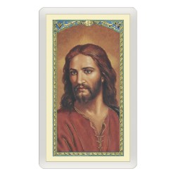 Santino Plastificato volto di Cristo con preghiera a colori