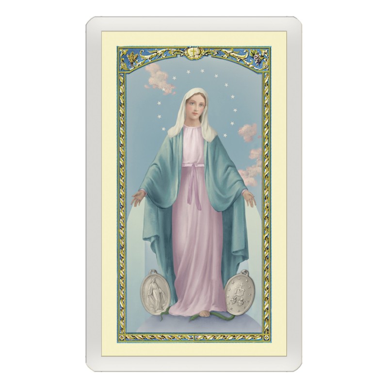 Santino Plastificato Madonna Miracolosa con preghiera a colori Santino Plastificato Madonna Miracolosa con preghiera a colori