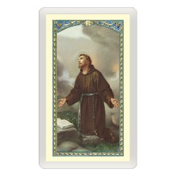 Santino Plastificato San Francesco d'Assisi con preghiera a colori