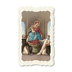Santino della Madonna di Pompei. Stampato in carta pregiata con oro a caldo e preghiera a retro