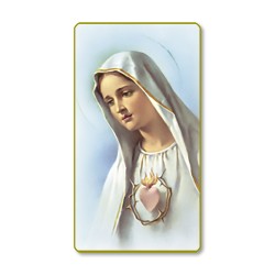 Santino con bordo dorato e angoli stondati della Madonna di Fatima