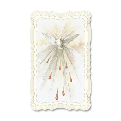 Santino dello Spirito Santo. Stampato in carta pregiata con oro a caldo e preghiera a retro