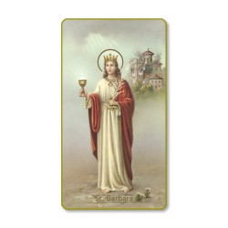 Santino con bordo dorato e angoli stondati di Santa Barbara