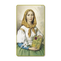 Santino con bordo dorato e angoli stondati di Santa Dymphna