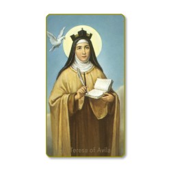 Santino con bordo dorato e angoli stondati di Santa Teresa d'Avila