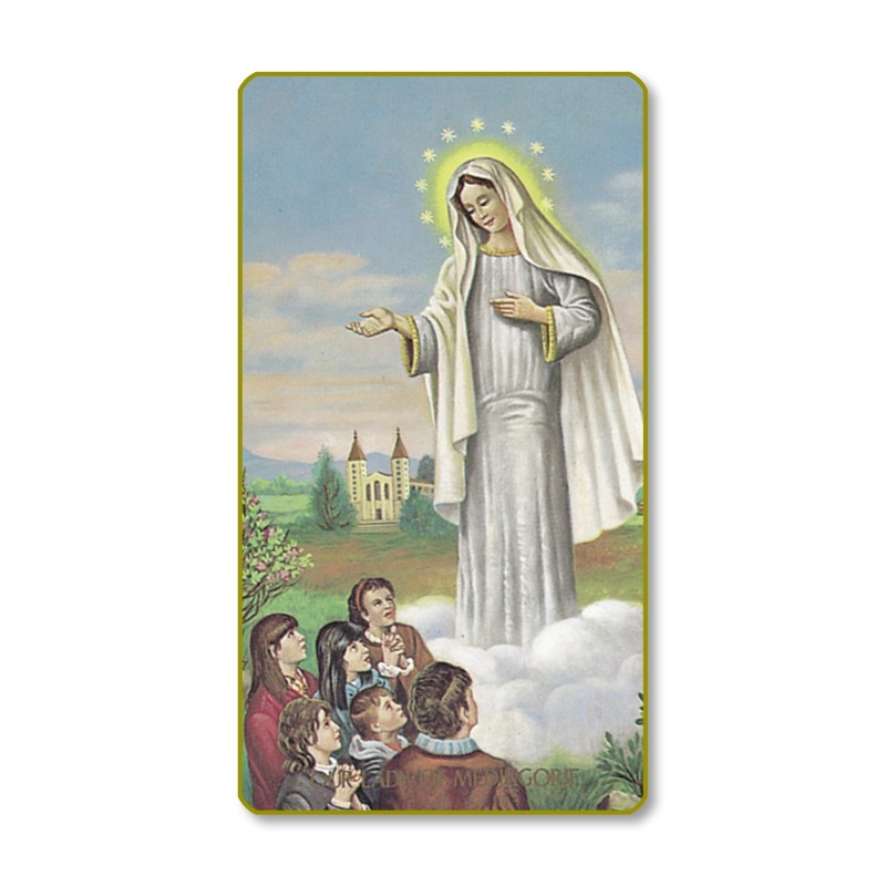 Santino con bordo dorato e angoli stondati della Madonna di Medjugorie Santino con bordo dorato e angoli stondati della Madonna di Medjugorie