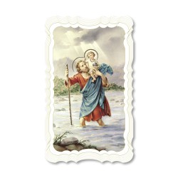 Santino di San Cristoforo. Stampato in carta pregiata con oro a caldo e preghiera a retro