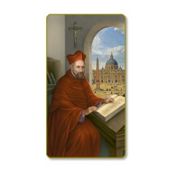 Santino con bordo dorato e angoli stondati di San Roberto Bellarmine