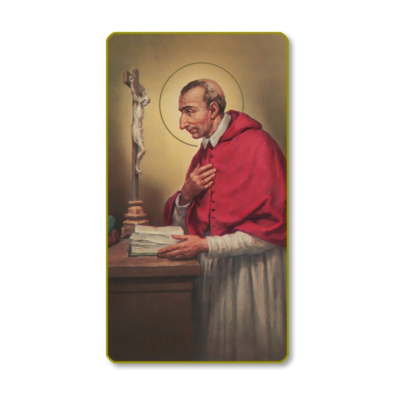 Santino con bordo dorato e angoli stondati di San Carlo Borromeo Santino con bordo dorato e angoli stondati di San Carlo Borromeo