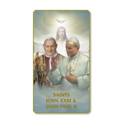 Santino con bordo dorato e angoli stondati dei Santi Papa Giovanni XXIII e Papa Giovanni Paolo II