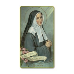 Santino con bordo dorato e angoli stondati di Santa Bernadette
