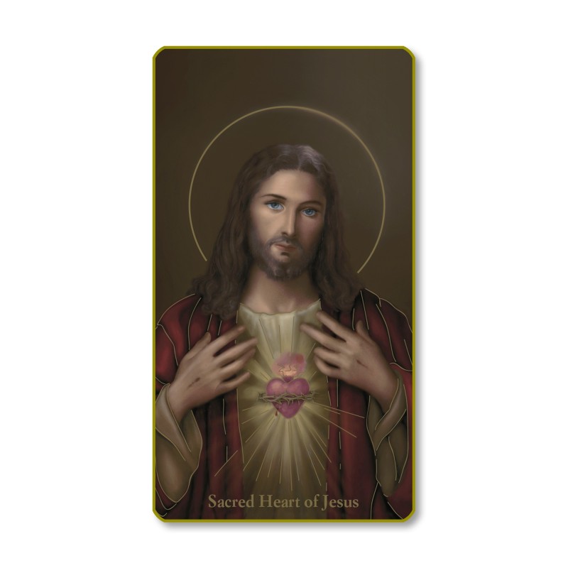 Santino con bordo dorato e angoli stondati del Sacro Cuore di Gesù Santino con bordo dorato e angoli stondati del Sacro Cuore di Gesù