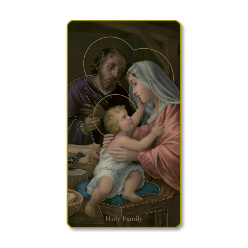 Santino con bordo dorato e angoli stondati della Sacra Famiglia Santino con bordo dorato e angoli stondati della Sacra Famiglia