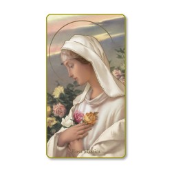 Santino con bordo dorato e angoli stondati della Madonna Rosa Mistica