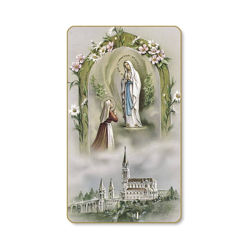 Santino dell'Apparizione di Lourdes con Santuario Santino dell'Apparizione di Lourdes con Santuario