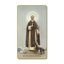 Santino con bordo dorato e angoli stondati di San Martin de Porres