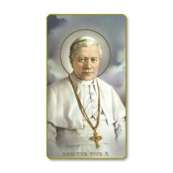 Santino con bordo dorato e angoli stondati di San Pio X