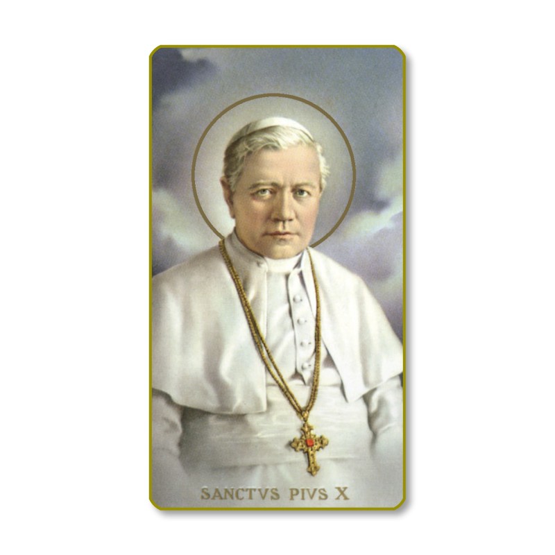 Santino con bordo dorato e angoli stondati di San Pio X Santino con bordo dorato e angoli stondati di San Pio X