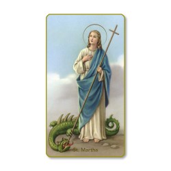 Santino con bordo dorato e angoli stondati di Santa Marta