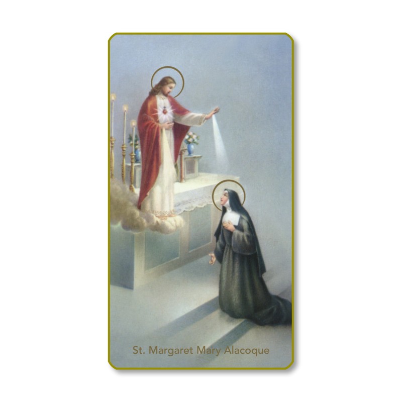 Santino con bordo dorato e angoli stondati di Santa Margaret Mary Alacoque Santino con bordo dorato e angoli stondati di Santa Margaret Mary Alacoque