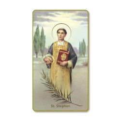 Santino con bordo dorato e angoli stondati di Santo Stefano