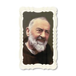 Santino di Padre Pio. Stampato in carta pregiata con oro a caldo e preghiera a retro