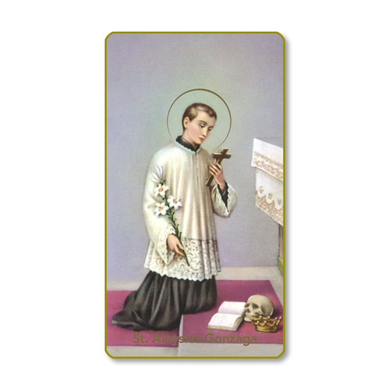 Santino con bordo dorato e angoli stondati di Sant'Aloisius Gonzaga Santino con bordo dorato e angoli stondati di Sant'Aloisius Gonzaga