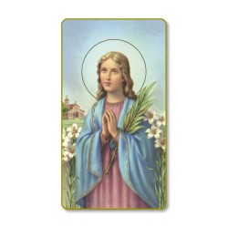 Santino con bordo dorato e angoli stondati di Santa Maria Goretti