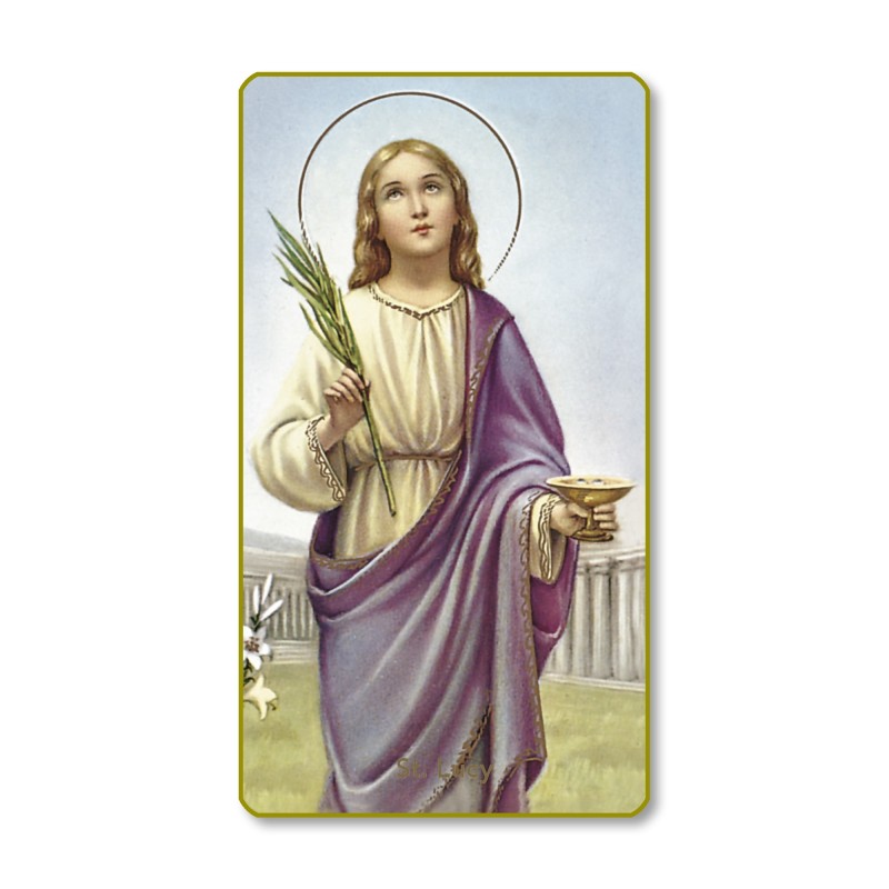 Santino con bordo dorato e angoli stondati di Santa Lucia Santino con bordo dorato e angoli stondati di Santa Lucia