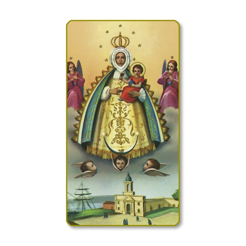 Santino con bordo dorato e angoli stondati della Madonna de Regla Santino con bordo dorato e angoli stondati della Madonna de Regla