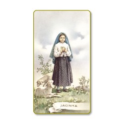 Santino con bordo dorato e angoli stondati di Santa Jacinta di Fatima